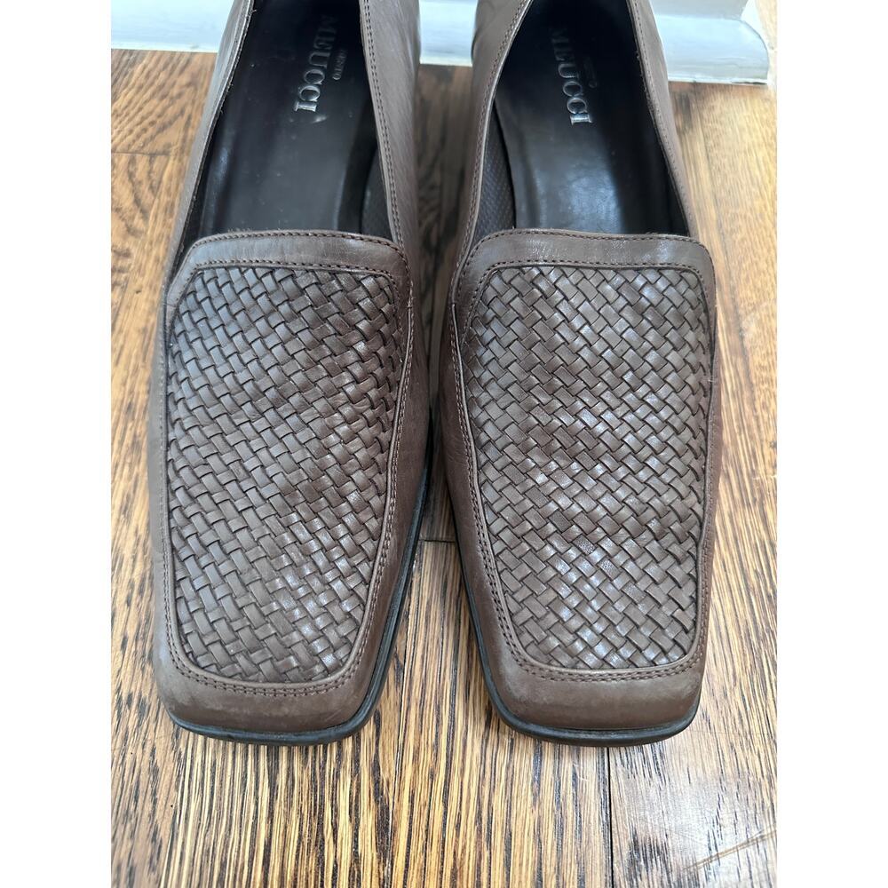 Meucci Sesto Womens size 9M brown leather italian woven loafers flats - Picture 3 of 6